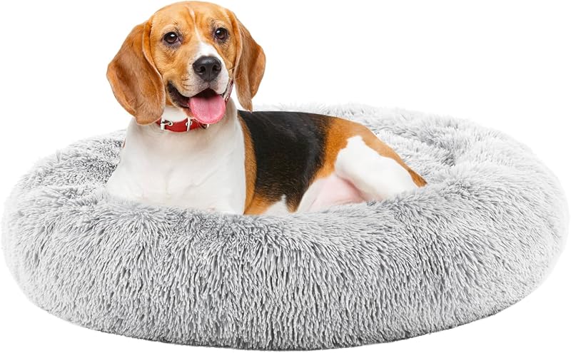 Cama Donut para Cães DUMOS em Pelúcia de Pelo Sintético, Extra Grande (94,996 x 94,996 x 17,018 cm)
