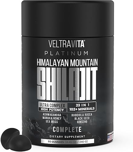 28000 mg, 23 en 1, Shilajit del Himalaya para hombres, Ashwagandha Gummies Platino, Gel de musgo marino irlandés, aceite de semilla negra, miel de