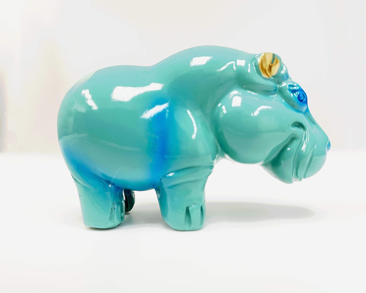 Set of 3 Blue Animal Statues Rhinoceros Elephants Hippopotamus Wealth Lucky Figurine Home Decor Housewarming Gift image 4