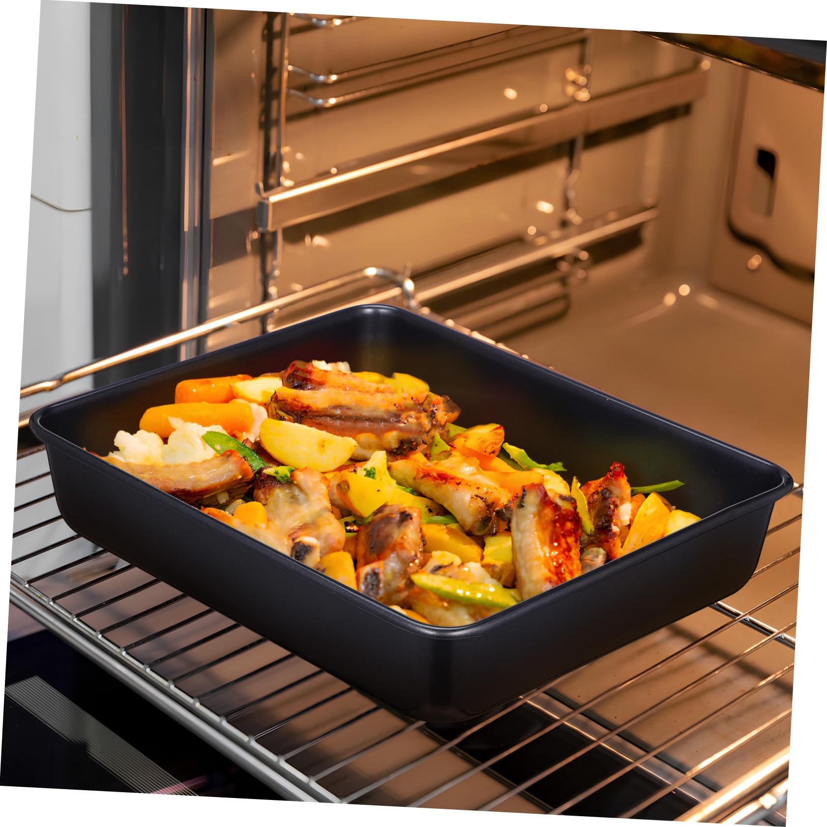 2 Stück Edelstahl Backblech Robustes Antihaftbeschichtetes Backblech für Ofen und Toaster Vielseitig Einsetzbar für Backen Grillen Leichte Reinigung Stapelbar Langlebiges