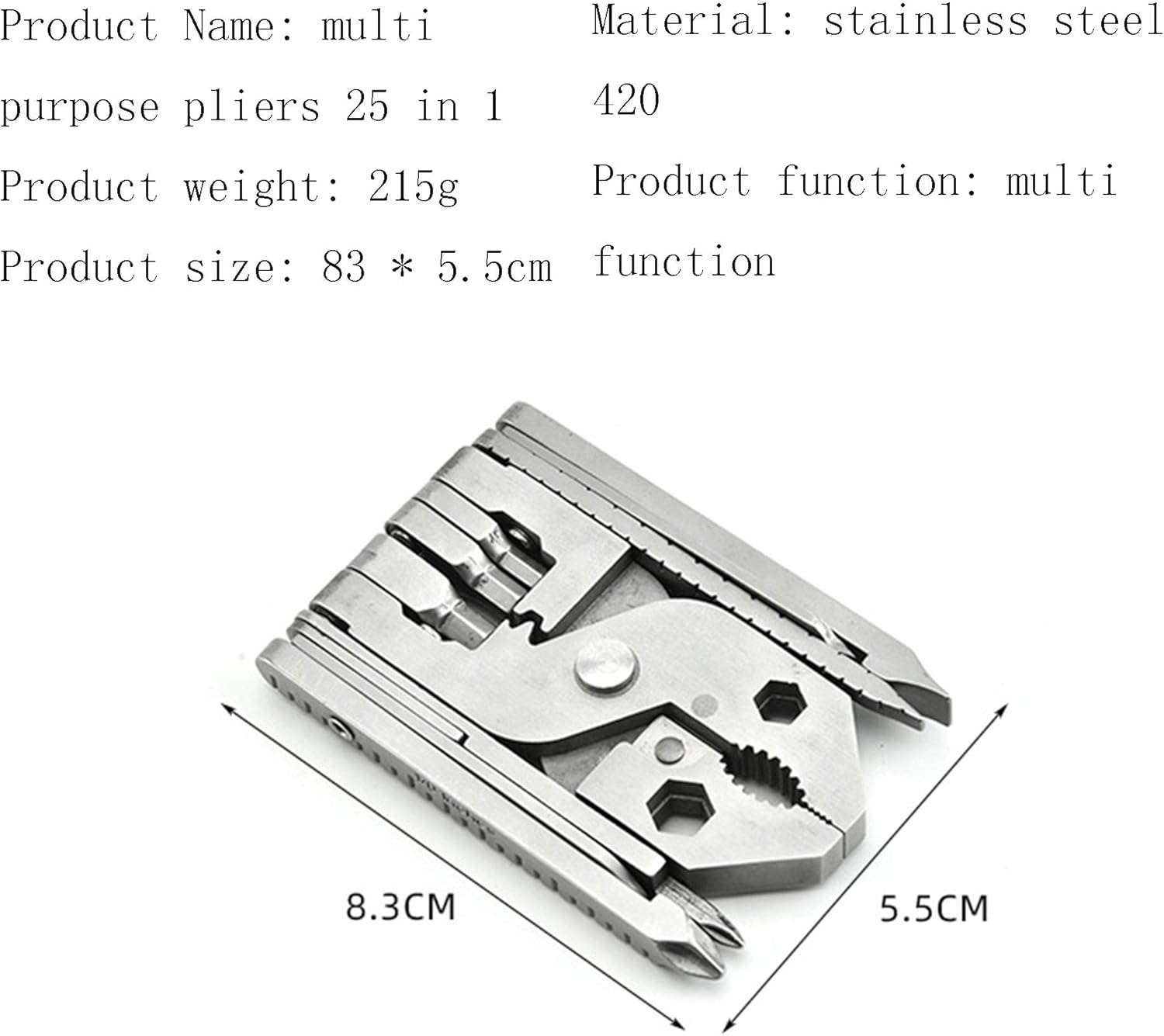 Bike Repair Tool Kit 25 in 1 Multi-Function Bicycle Mechanic Fix Portable Tools Set (2 Pieces) Silver 8.35.5cm