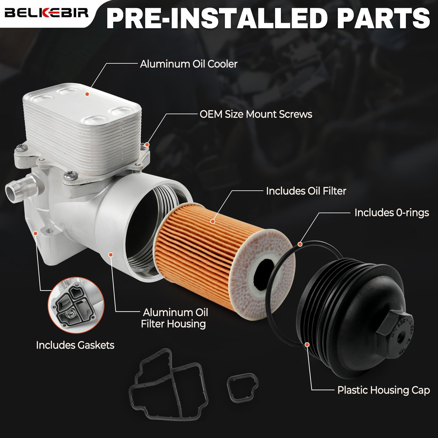 Upgraded Aluminum Oil Cooler Oil Filter Housing Assembly Compatible with 2004-2018 Volkswagen VW Amarok Passat Audi A3 Q3 Seat Altea Leon Ibiza Skoda Superb Fabia 2.0L Replace 03L115389H 03L115389B