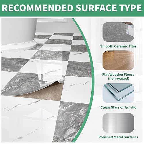 Miniatura 6 de Paquete de 30 baldosas de vinilo adhesivas despegar y pegar para suelo de 12" x 12", tablones de suelo autoadhesivos para baño, inquilinos, cocina,