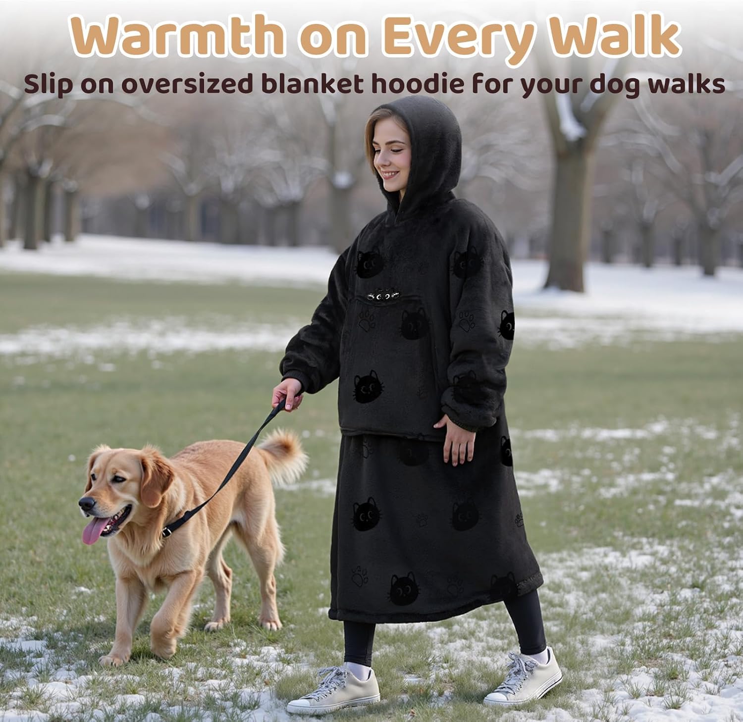 Wearable Blanket Hoodie for Adults, Cozy Oversized Sherpa & Flannel Sweatshirt with Giant Pocket, Gifts for Women