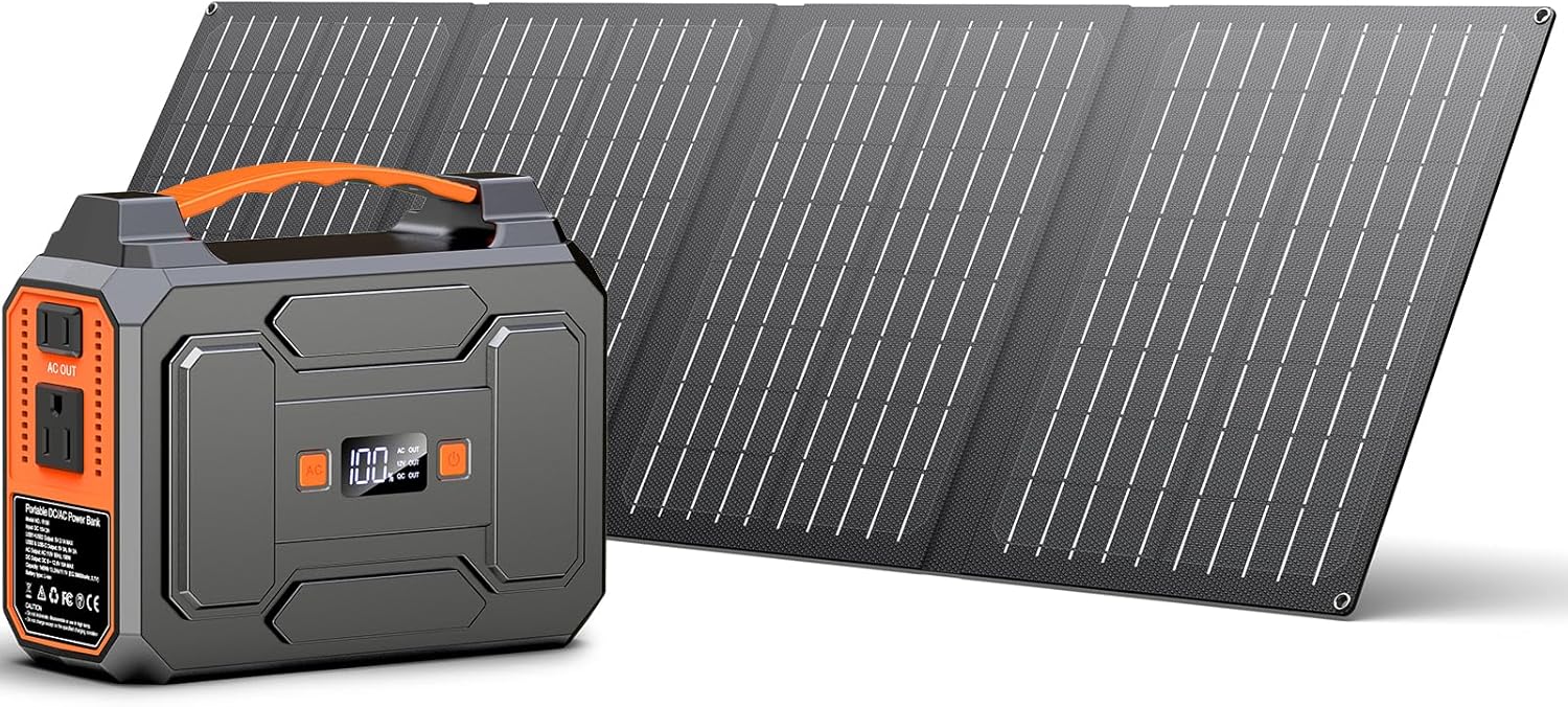 Photo voltaic Powered Generator 200W Peak/100W Rated, Moveable Photo voltaic Generator Energy Station with Photo voltaic Panels 40W Included, 146Wh Photo voltaic Energy Financial institution with AC Outlet 110V for House Use Tenting Outside Journey