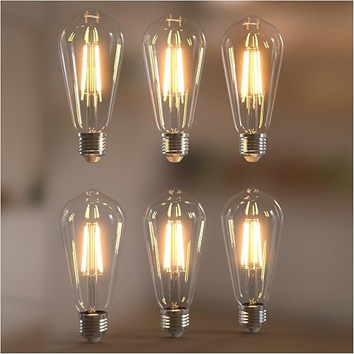 Jensense Edison - Bombillas LED E26 de 6 W, equivalente a 60 W, bombillas LED vintage CRI90+ ST19, bombillas transparentes regulables, 2700 K,