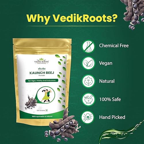 Miniatura 4 de Kaunch Beej Powder - Hierba ayurvédica natural para el bienestar diario 100% puro y vegano, 3.53 oz cada uno (paquete de 3)