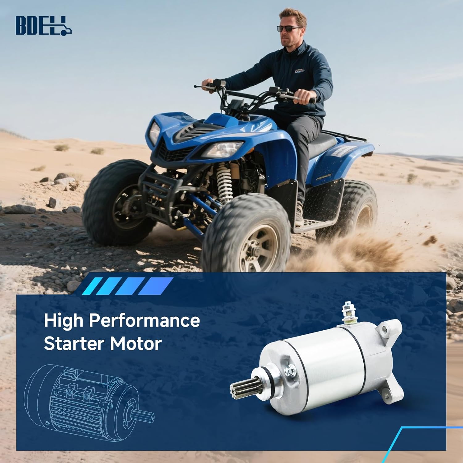 Polaris Starter Replacement New for Sportsman 335 400 450 500, Ranger 425 400 500 2x4 4x4 6x6, Scrambler 500, Magnum 325 330 425 500, Trail Boss Xplorer Worker ATV 3084981 3090188 18645N