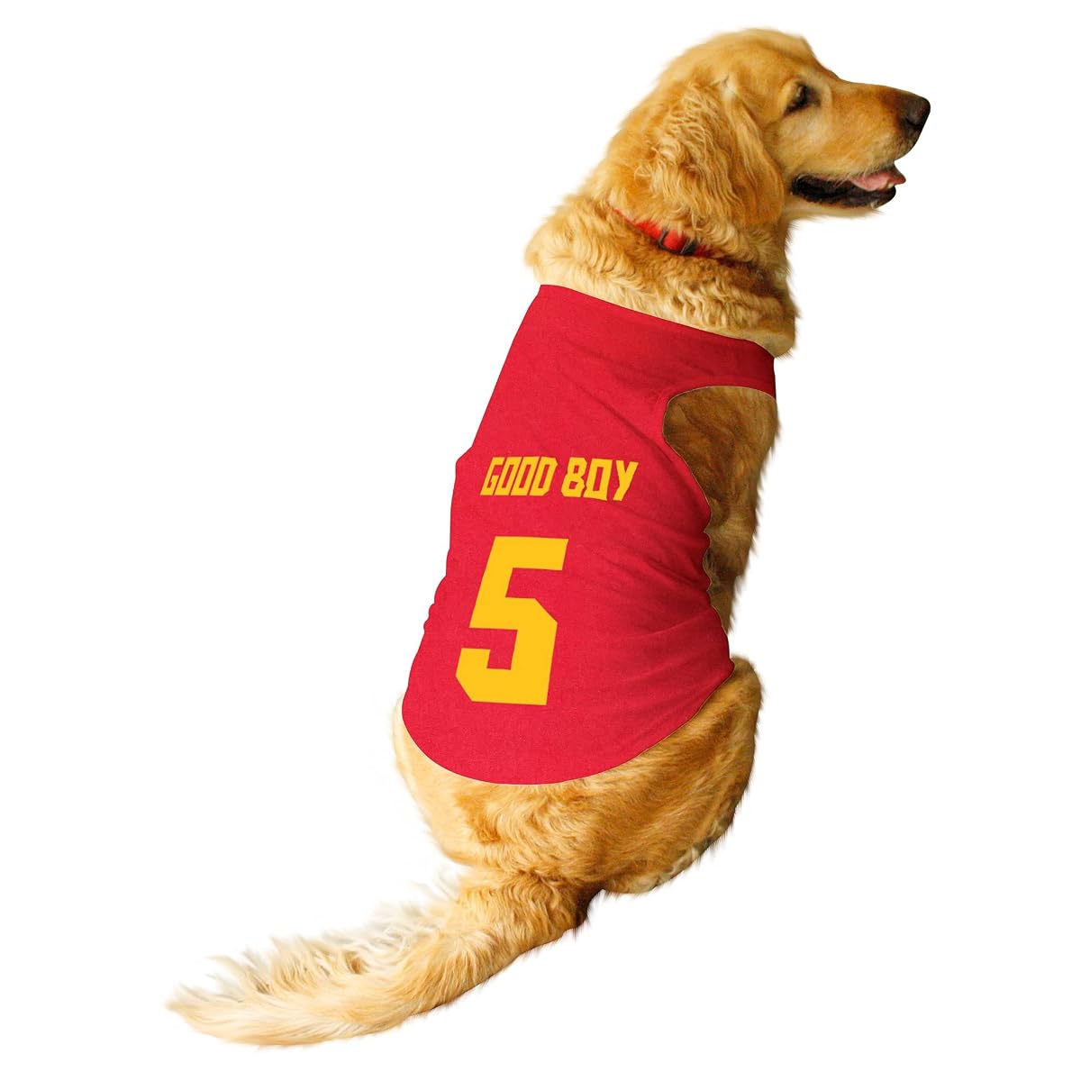Ruse Pet Good Boy Jersey No.5 Printed Round Neck Sleeveless Dog Vest Tank