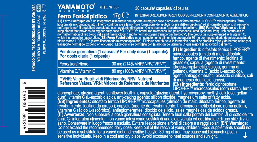 Yamamoto Research Ferro Fosfolipidico, 30 capsule 17g