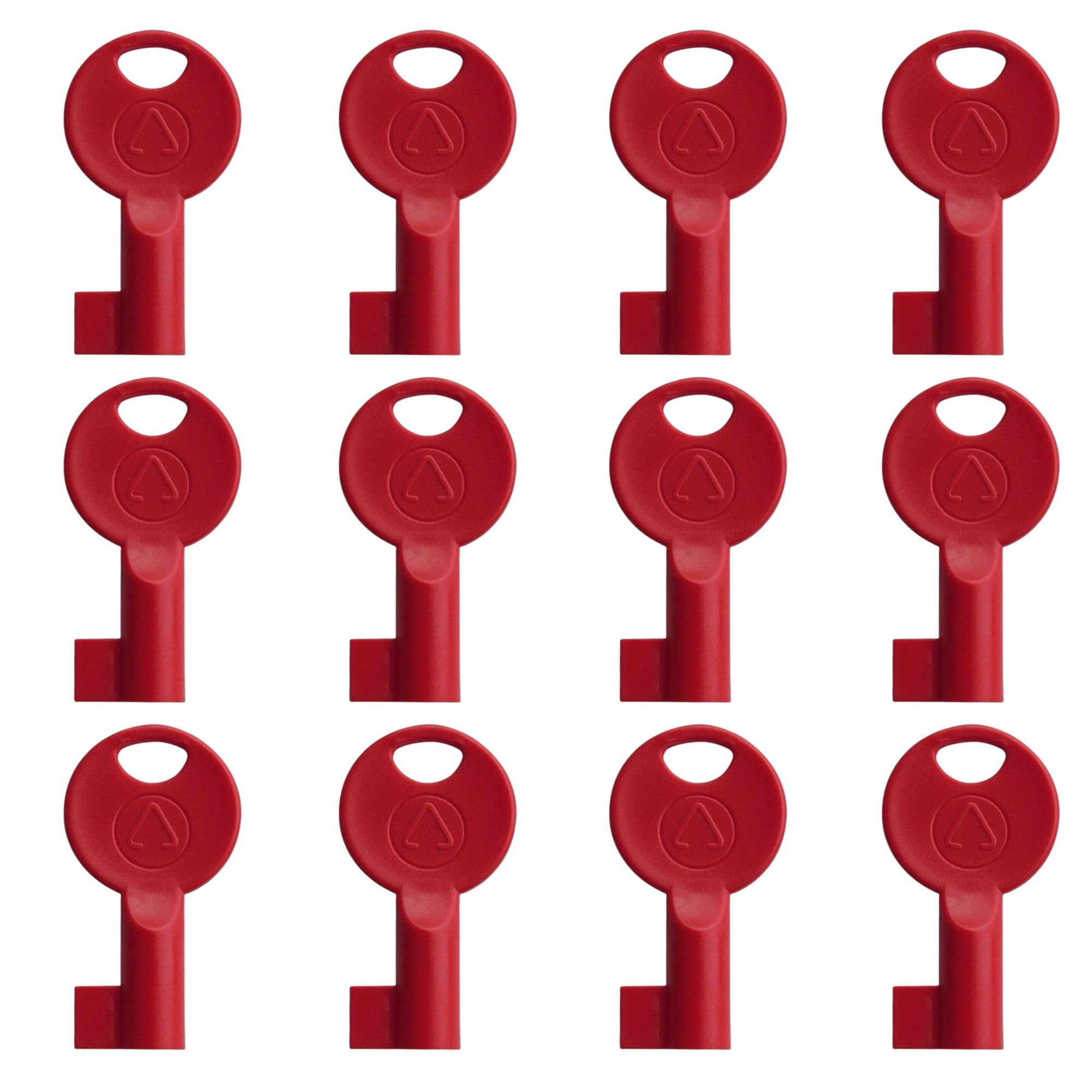 Red Fire Alarm Keys - Universal Metal Reset & Replacement Keys for Fire Alarm Panels Break Glass Call Points & Testing - Multipack 12