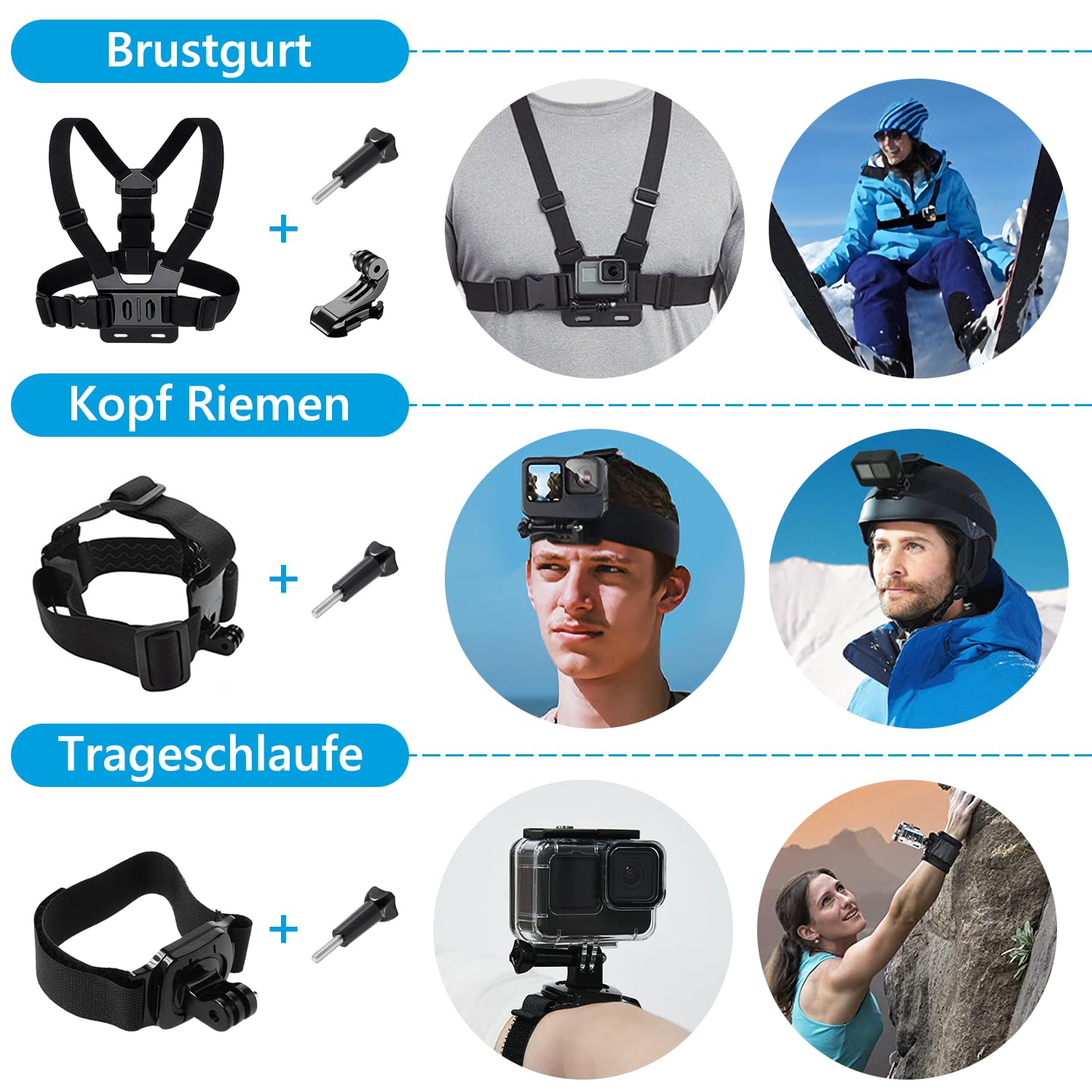 Zubehör Set Kit Bundle für GoPro Hero 13 Black, oGoDeal Wasserdicht Schutzhülle Wasserdicht Gehäuse Schnorcheln Zubehör Fahrradhalterung Selfie-Stange Kopfgurt für GoPro Hero 13