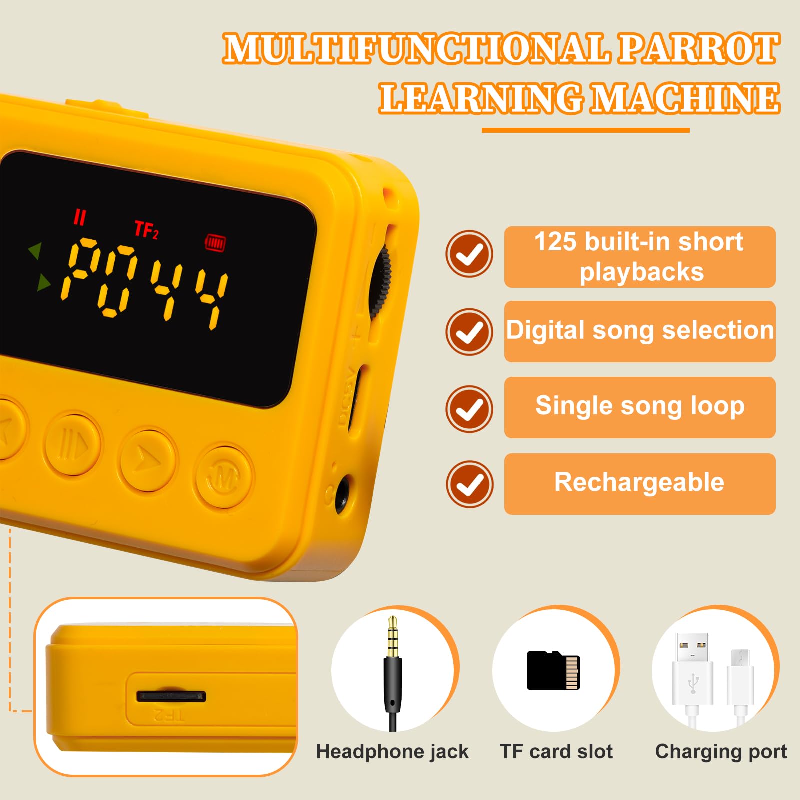 NASIDE Parrot Toys, Bird Learning Machine - Teach Talking, Whistling, and Singing (Y)