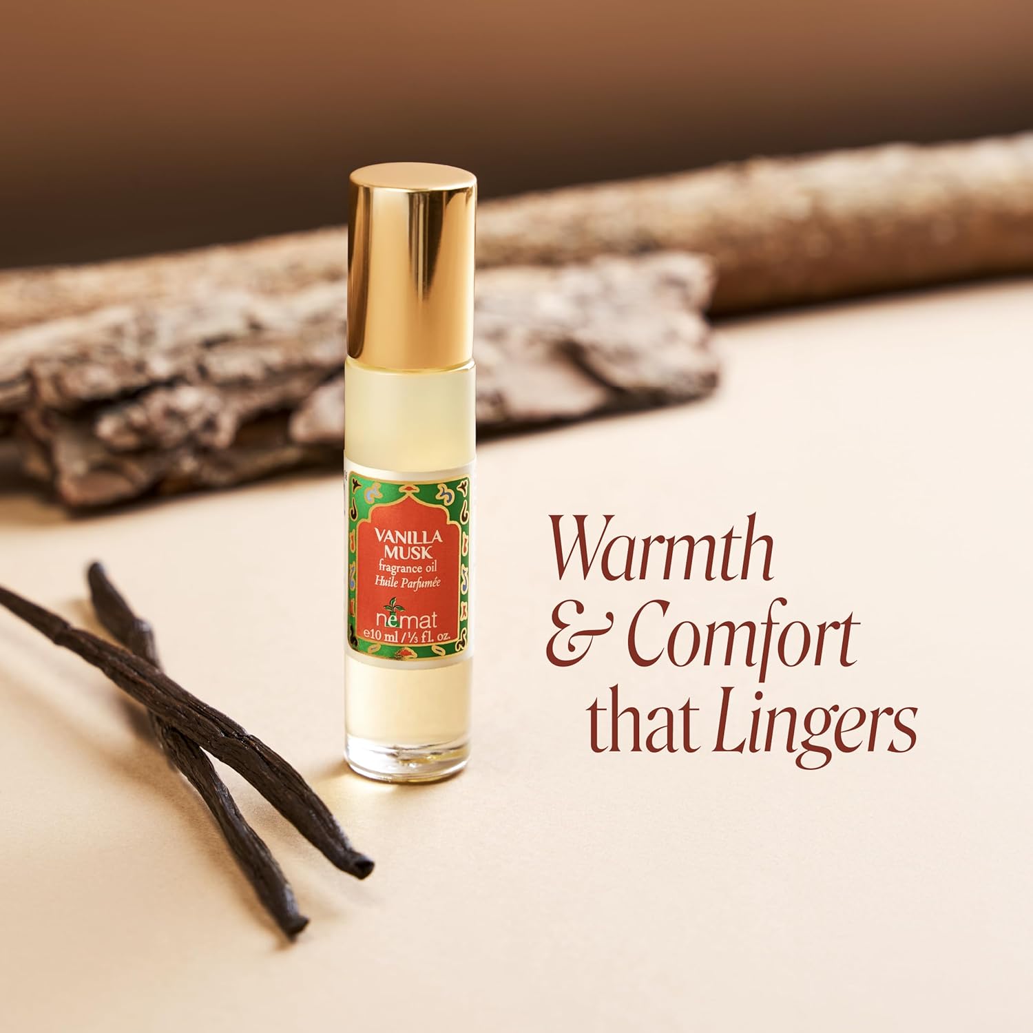 Vanilla Musk Perfume Oil Roll-On - Vanilla Fragrance Oil Roller (No Alcohol) Perfumes for Women and Men by Nemat Fragrances, 10 ml / 0.33 fl Oz thumbnail