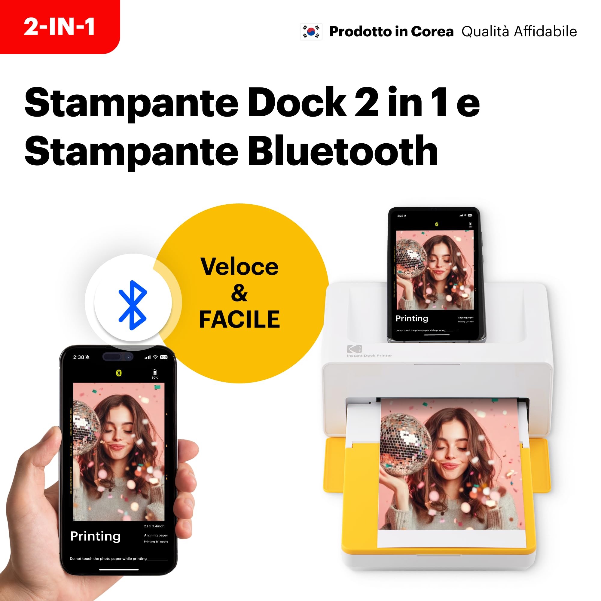 KODAK Dock Plus Stampante Fotografica 10x15 cm, 4PASS, Bluetooth, iPhone, Android