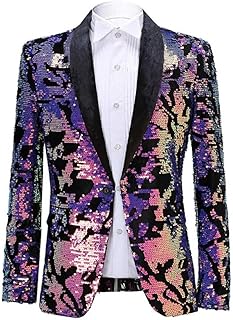 Giacca da Uomo in Velluto con Paillettes con Motivo Floreale