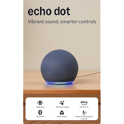 Amazon Echo Dot (5th Gen) | Smart speaker with Bigger sound, Motion Detection, Temperature Sensor, Alexa and Bluetooth| Blue