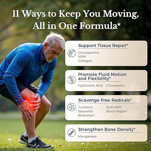 Miniatura 3 de Vitalitown Glucosamina condroitina MSM, cúrcuma, colágeno, ácido hialurónico, boswellia, quercetina, fórmula 11 en 1, sulfato de glucosamina 1500