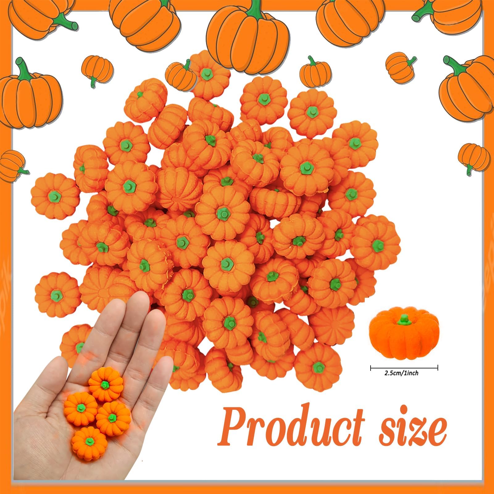 Pcs 3D Pumpkin Erasers Bulk, Fall Mini Erasers Novelty Pencil Eraser Stationery for Kids Students Halloween Fall Thanksgiving Party Favor Teacher Rewards Classroom: 120