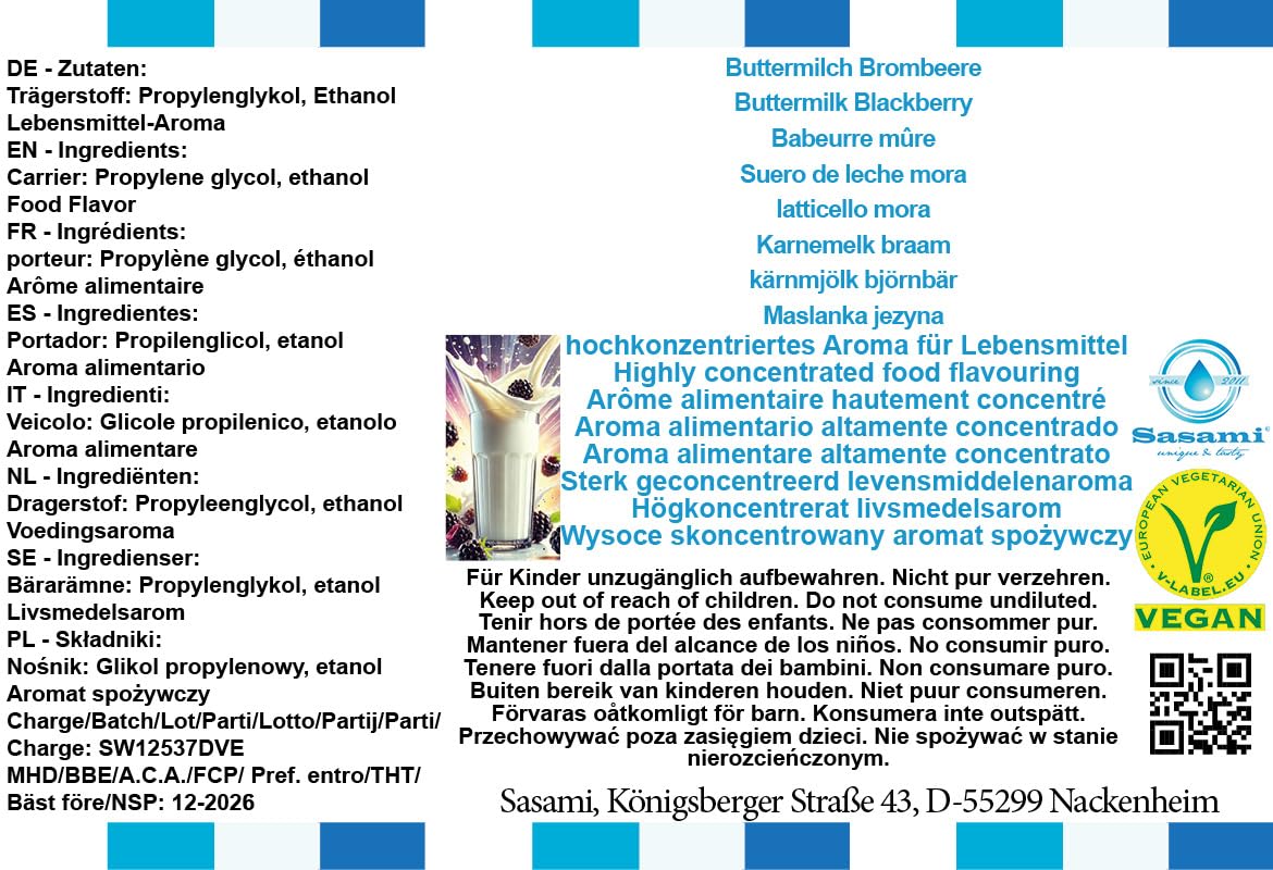 Buttermilch Brombeere Aroma Konzentrat - Vegan - Sasami - 100ml