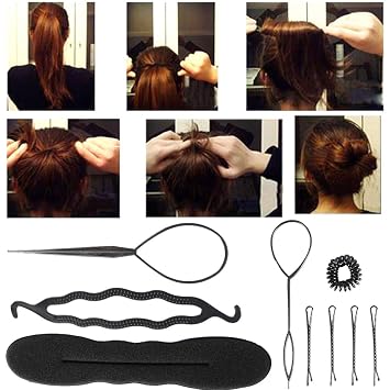 Hair Bun Maker, Hair Styling Accessories, Hair Braiding Tool, Hair Maker Accessories, Braiding Hair Supplies, Hair Bun Maker Braiding Styling Disk DIY Tools (#1(4PCS))