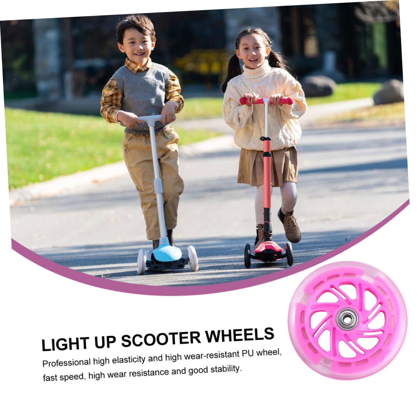 TOYANDONA Accessoires de Roues Flash Clignotant roulement Roues Scooters élastique Roues de Scooter menées Roue de Scooter PU Remplacement Roue Trottinette Unité Centrale Bleu