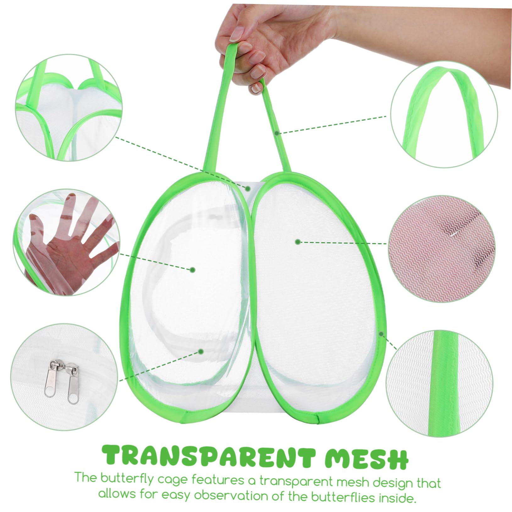 BESTonZON Jaula Hábitat Portátil 2 Piezas Verde Malla Transpirable Resistente para Insectos Exteriores Observación y Crianza Ligera Fácil Transporte
