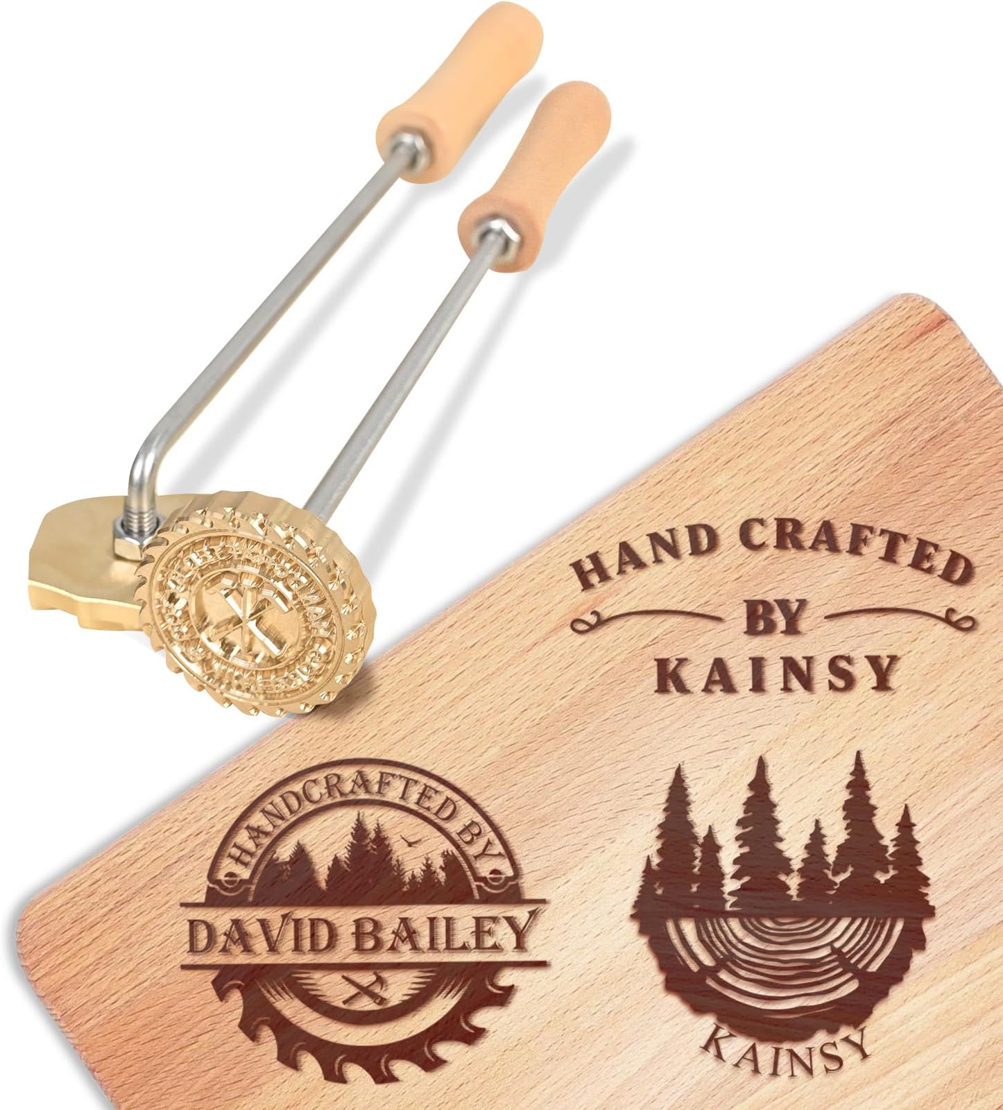 - KAINSY Custom Branding Iron for Wood, Durable Personalized Logo Metal Branding Iron for Wood Burning Stamp Leather Meat, Handcrafted Design Weddings & Personalized Gifts, Flame Heated(1 inch)