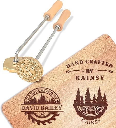 KAINSY Hierro de marca personalizado para madera, hierro de marca de metal duradero con logotipo personalizado para sello de leña, carne de cuero,