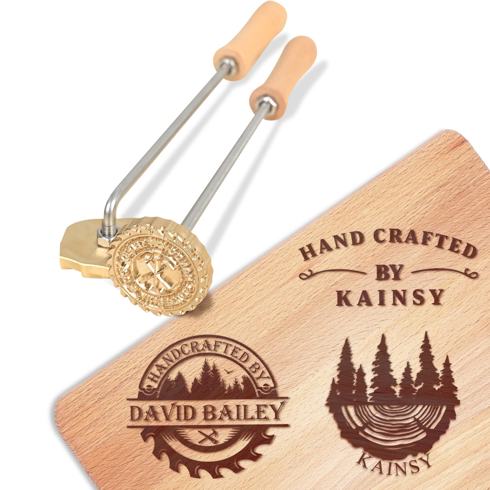 KAINSY Custom Branding Iron for Wood, Durable Personalized Logo Metal Branding Iron for Wood Burning Stamp Leather Meat, Handcrafted Design Weddings & Personalized Gifts, Flame Heated(1 inch)