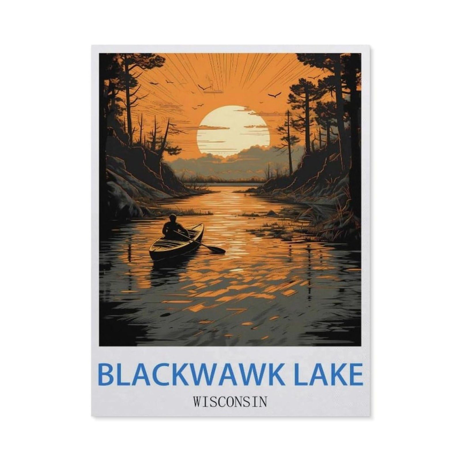 BEAYODKP DIY Diamond Painting，Blackwawk Lake Wisconsin（30 x 40 cm）