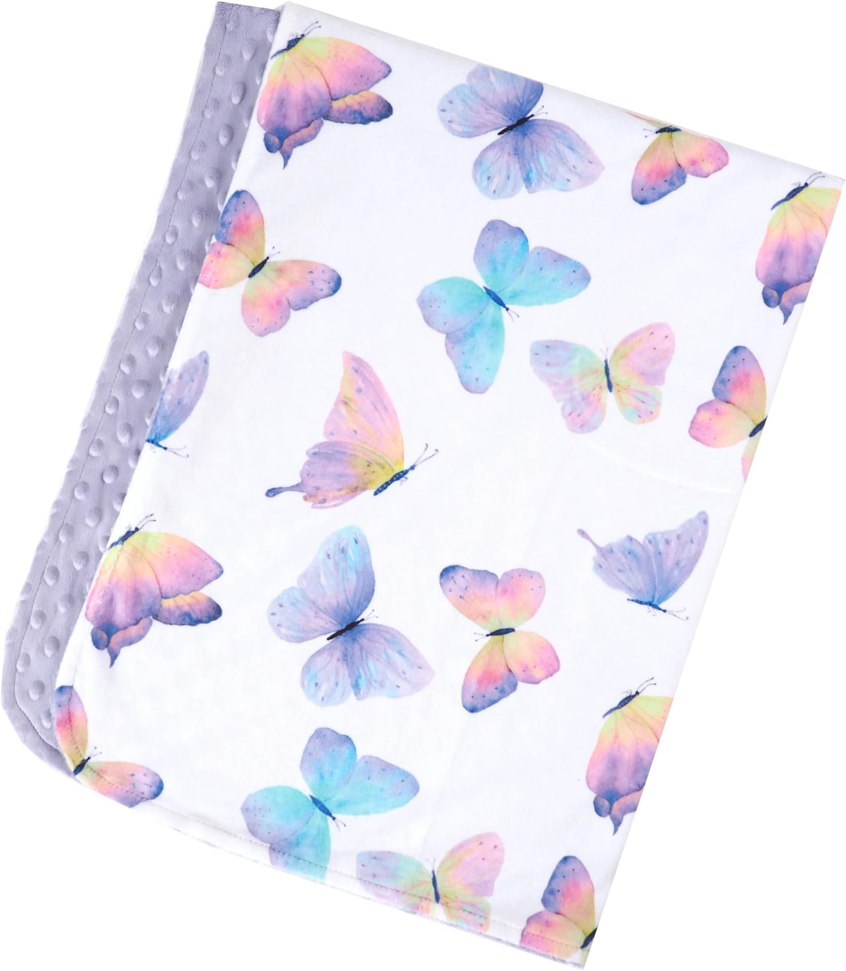 Premium Soft Plush Lightweight Minky Dot Toddler Baby Newborn Blanket 30"x40" (Butterfly Purple)