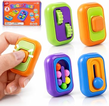 Fidget Toys Hand Fidgets for Kids 4 Pack Multi-Style Finger Fidgets for Calming - Small Fidget Toys for ADHD Autism Focus and Stress Release - Gifts for Classroom Prize and Office Desk