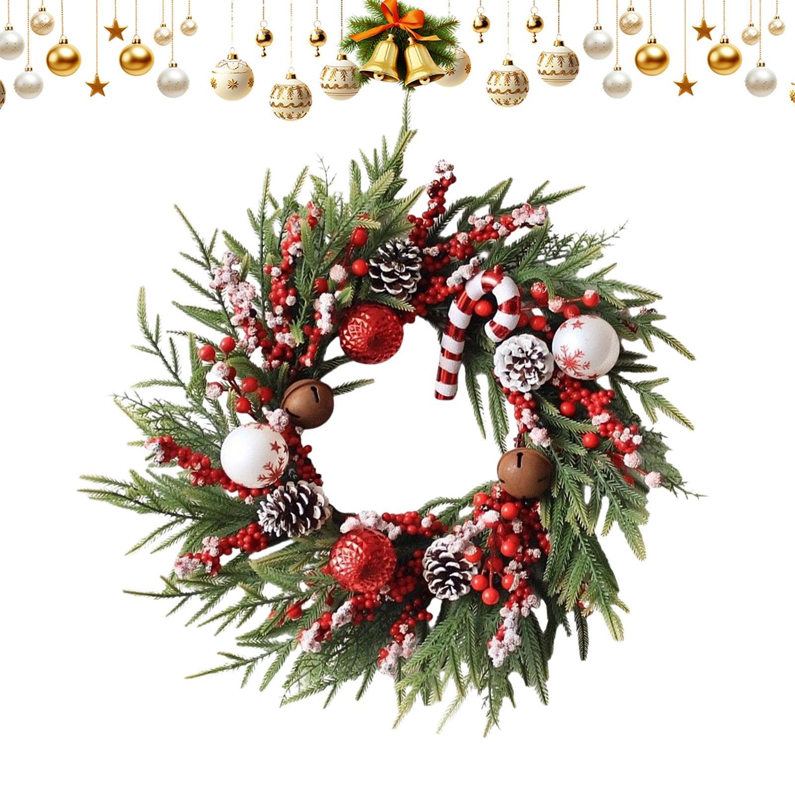 Couronnes de Noël pour porte d'entrée décoration d'hiver 40cm pour mur et fenêtre