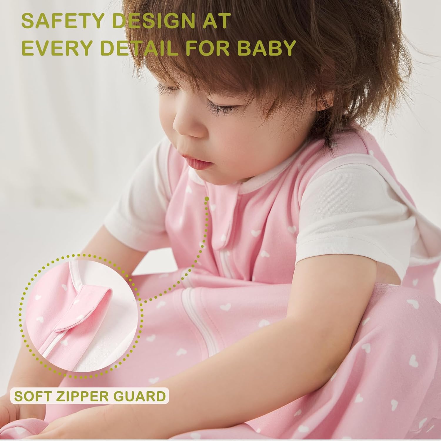2 Pack 1 TOG Baby Sleep Sack, 100% Cotton Soft Spring & Autumn Lightweight Sleep Sack for 0-6 Months, Bloom & Pink, S