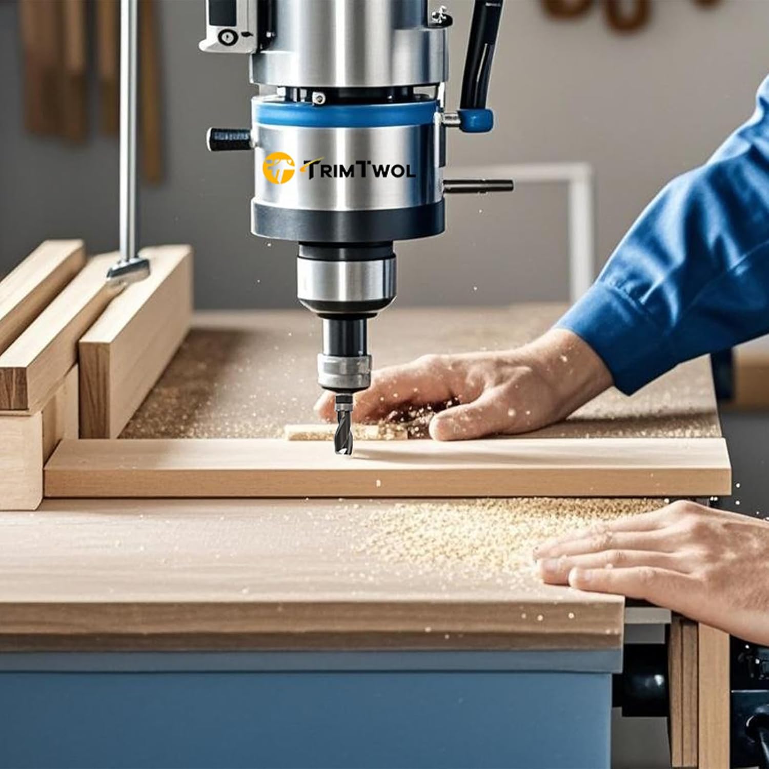 Pattern Flush Trim Router Bit 1/4 Shank, Carbide Template Router Bit with Top Bearing Flush Trim Router Bit for Routing, Grooving, Edge Trimming 2-Flute Spiral Up-Cut 1/2 Dia.