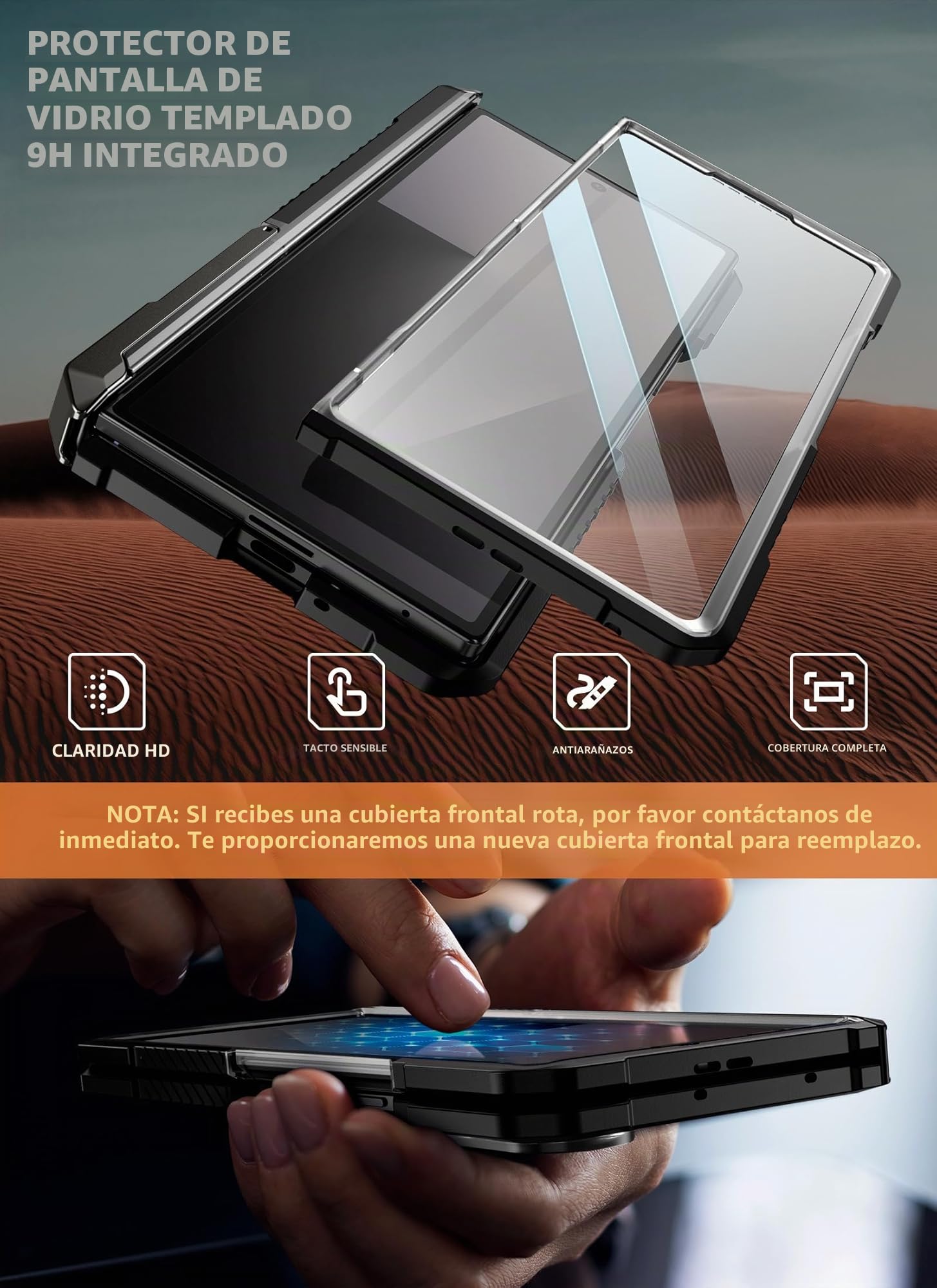 SUPCASE Funda para Samsung Galaxy ZFold 7 [UBGrip] con Soporte para Bocina y Protector Pantalla de Vidrio Templado Integrado [Protección de Bisagras] MagSafe Compatible Case (Negro)