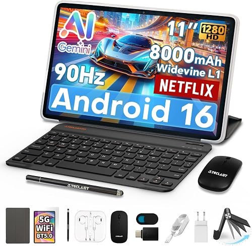 TECLAST P50T Tablet 11" 90Hz Android16, 2GHz 16GB+128GB con 10 Accessori