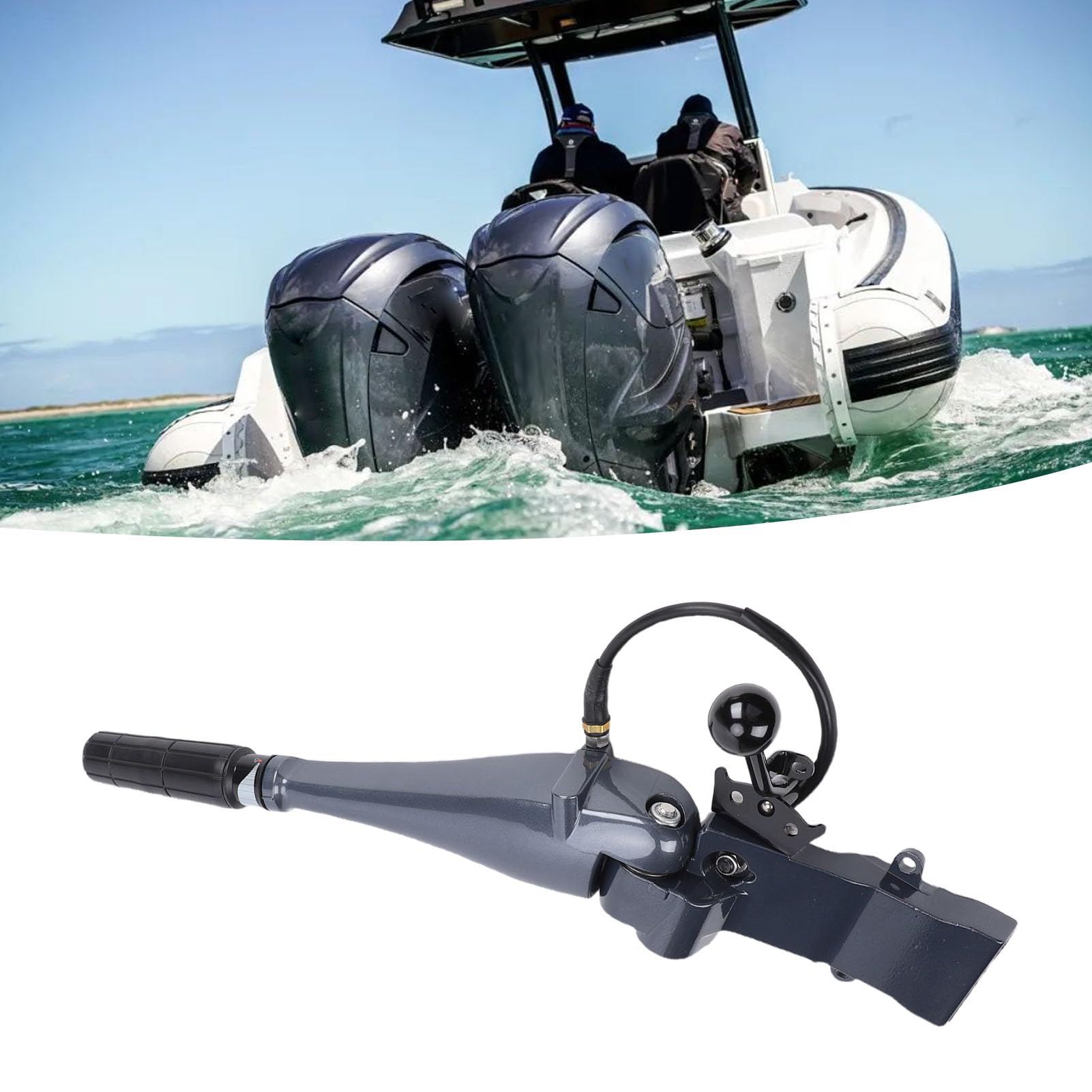 SUNGOOYUE Other Marine Supplies Griff-Ersatz, Eisen-Aluminium-Außenbordmotor-Lenksteuergriff mit Stabiler Struktur, für 2-Takt-Motor-Lenksteuerpinne-Trolling-Motor