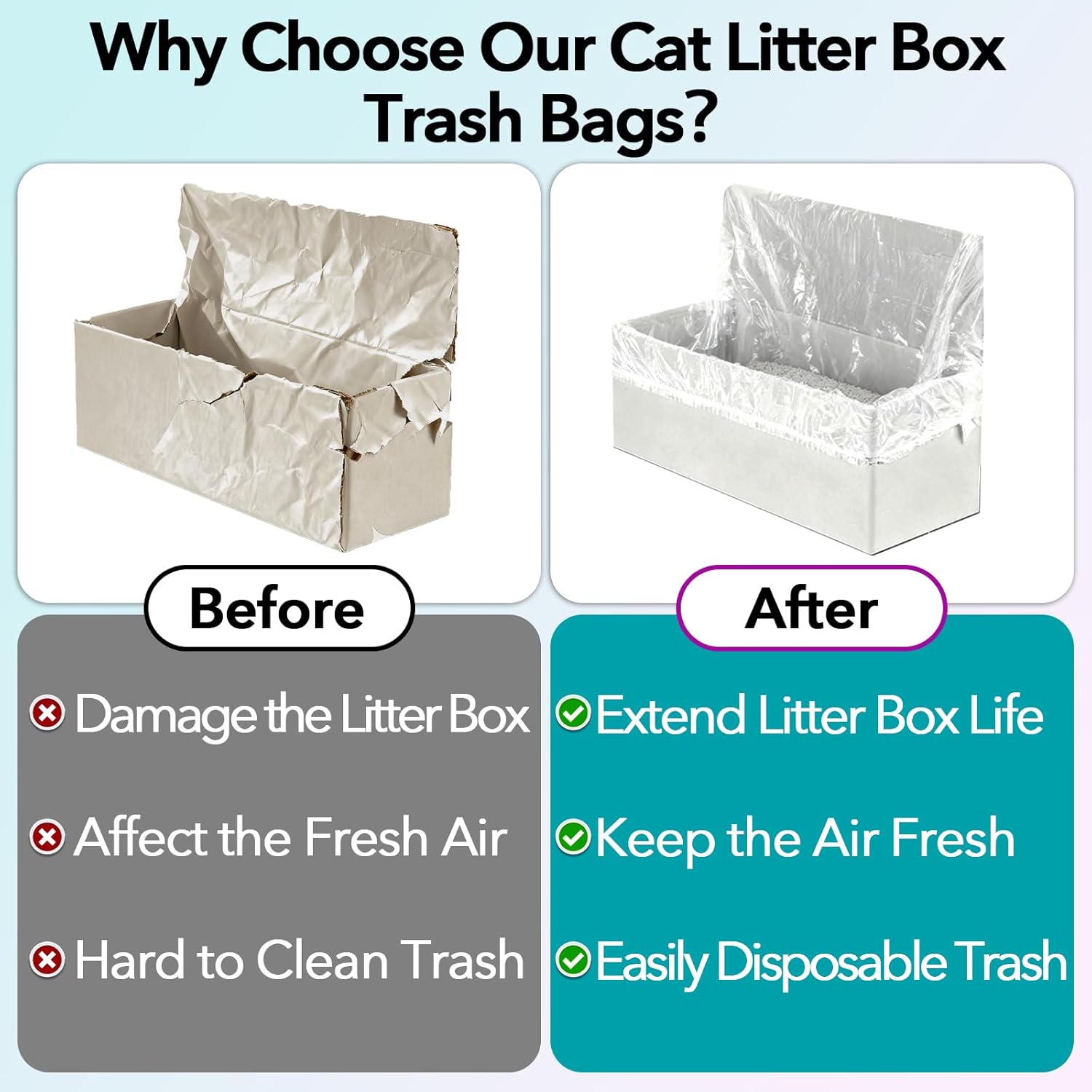 100 Pcs Trash Bags Compatible with Popur X5 Litter Box, Elastic Band Design, Thickened Design without Leakage, Suitable for Cat Litter Waste
