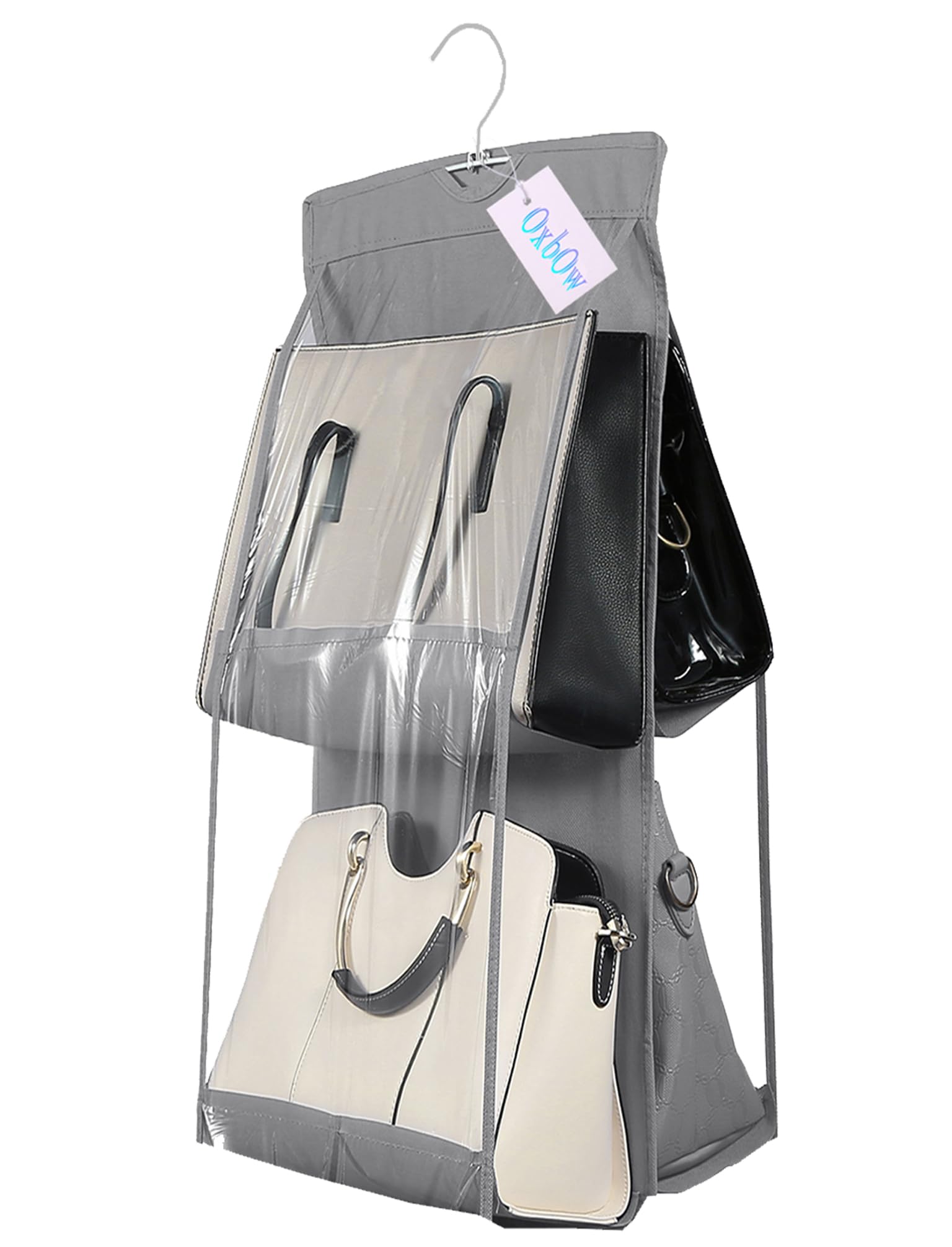 GBMI Handbag Organizer, Bag Organiser for Ladies Handbags, Purse, Clutch, clothes organiser for wardrobe, Purse Organiser With Hanger, Women, Non-Woven (4 Pocket- 75 X 35 X 35 Cm (Pack Of 1), Grey)-image-20