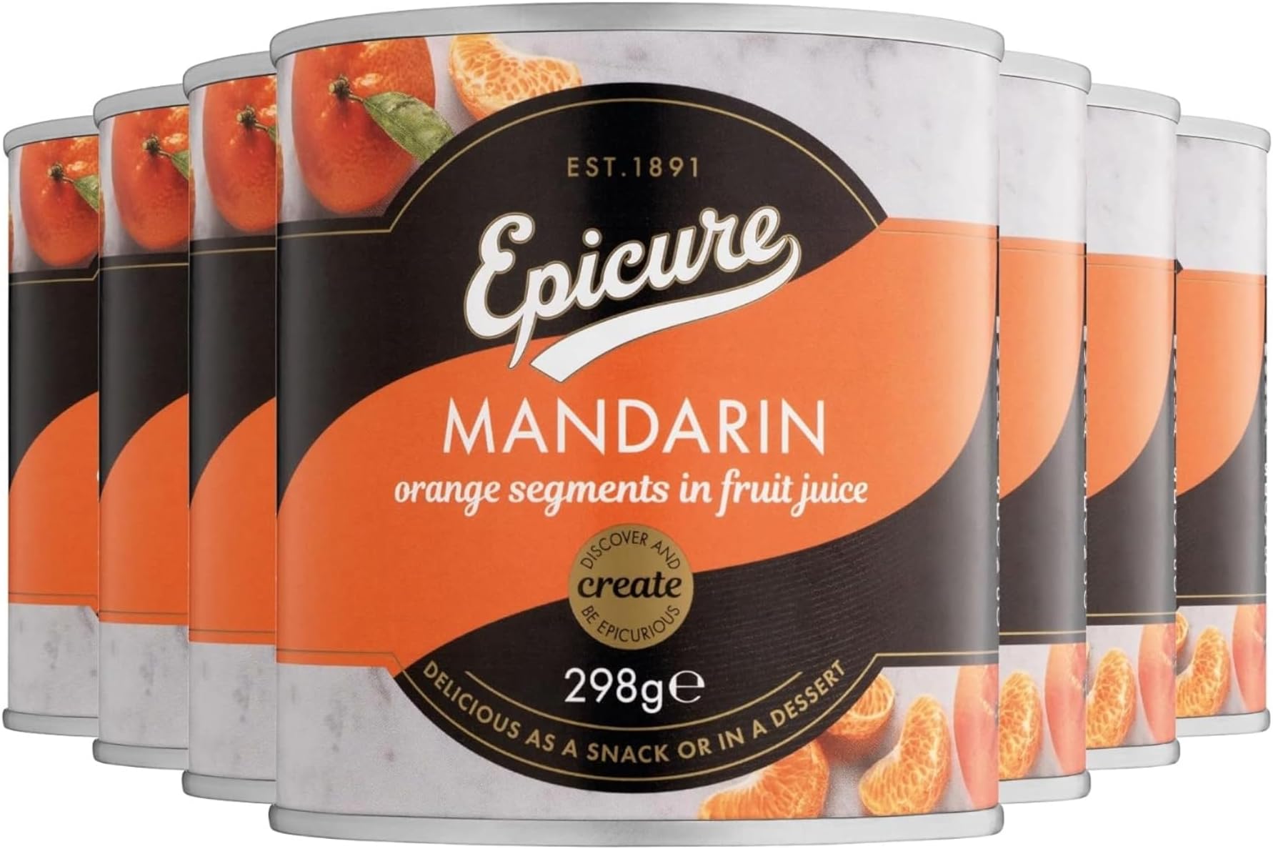 Tinned Mandarin Segments in Fruit Juice, Delicious Snack Dessert, 298 g (Pack of 12)