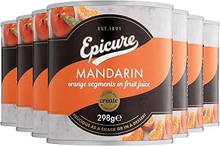 Tinned Mandarin Segments in Fruit Juice, Delicious Snack Dessert, 298 g (Pack of 12)