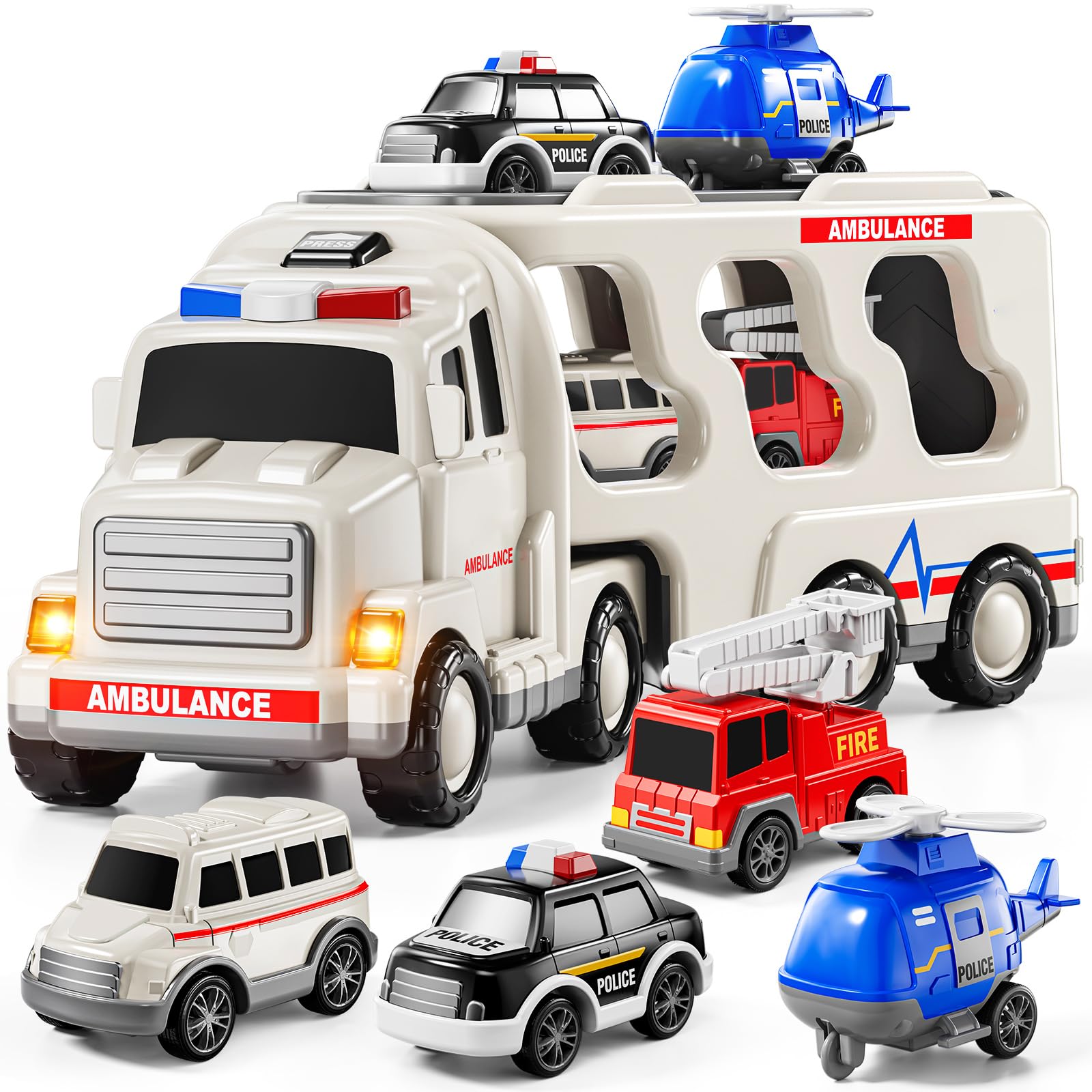 JUKUDAHU 5-in 1 Play Ambulance Toy Vehicle Toddler Truck Toys - ambulances | Mubboo