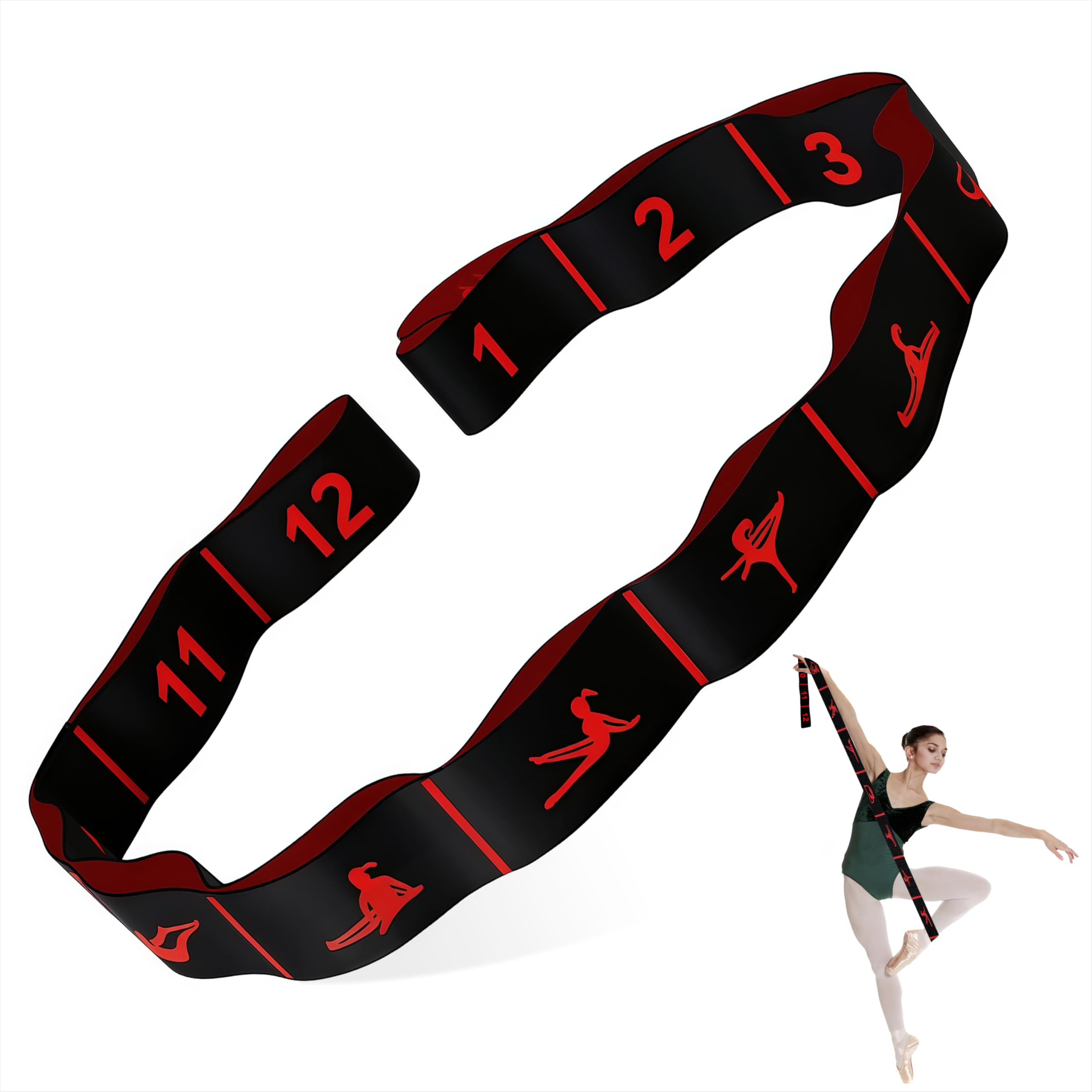 Fascia Yoga Elastico Fasce di Resistenza con 12 Fisso Loop Fascia, Elastica Fitness Cinghia di Yoga per Pilates, Fitness, Stretching, Allenamento, Danza