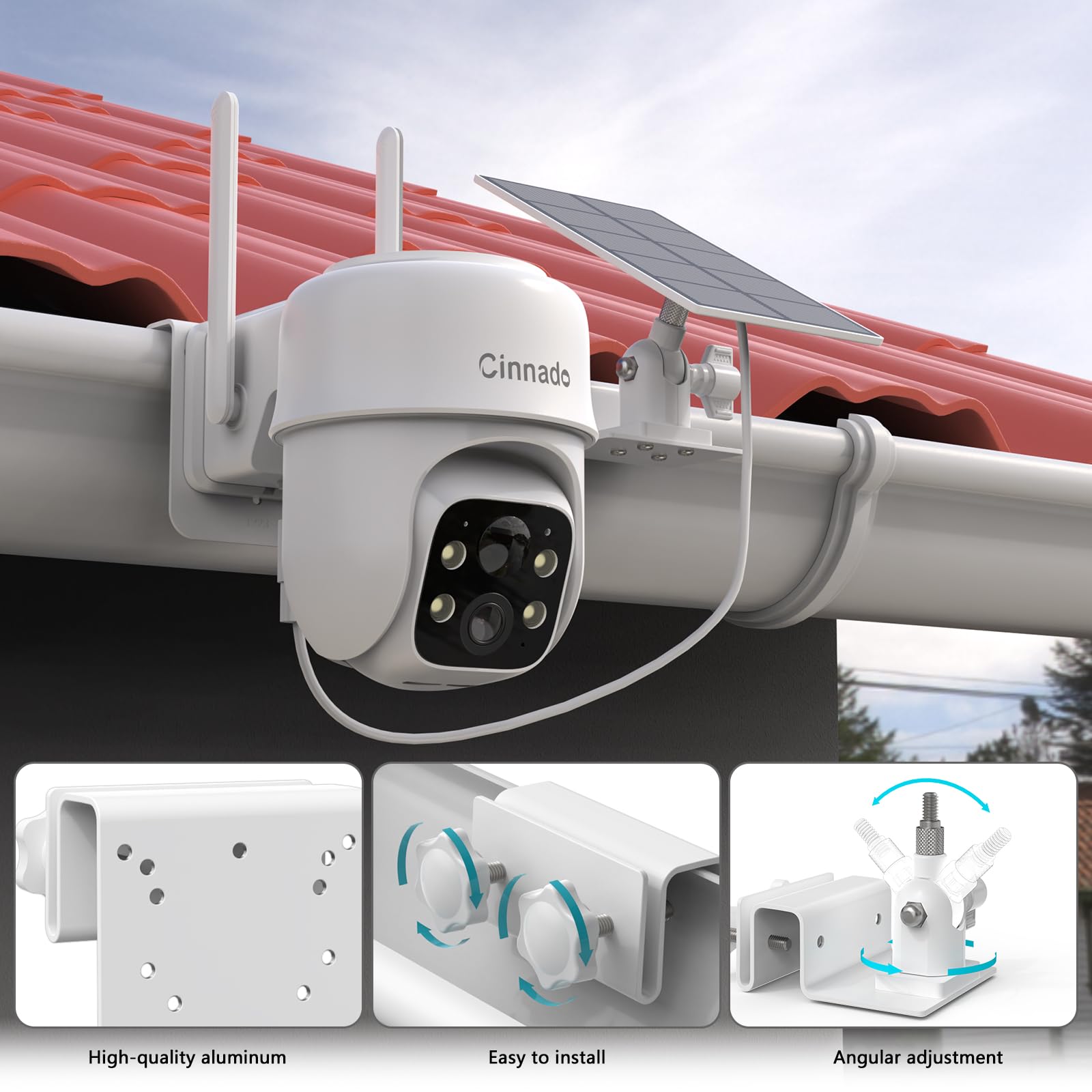 HOLACA Gutter Mount Compatible with Cinnado B6 Solar Security Camera, SEHMUA 2K Solar Security Camera - Image 3