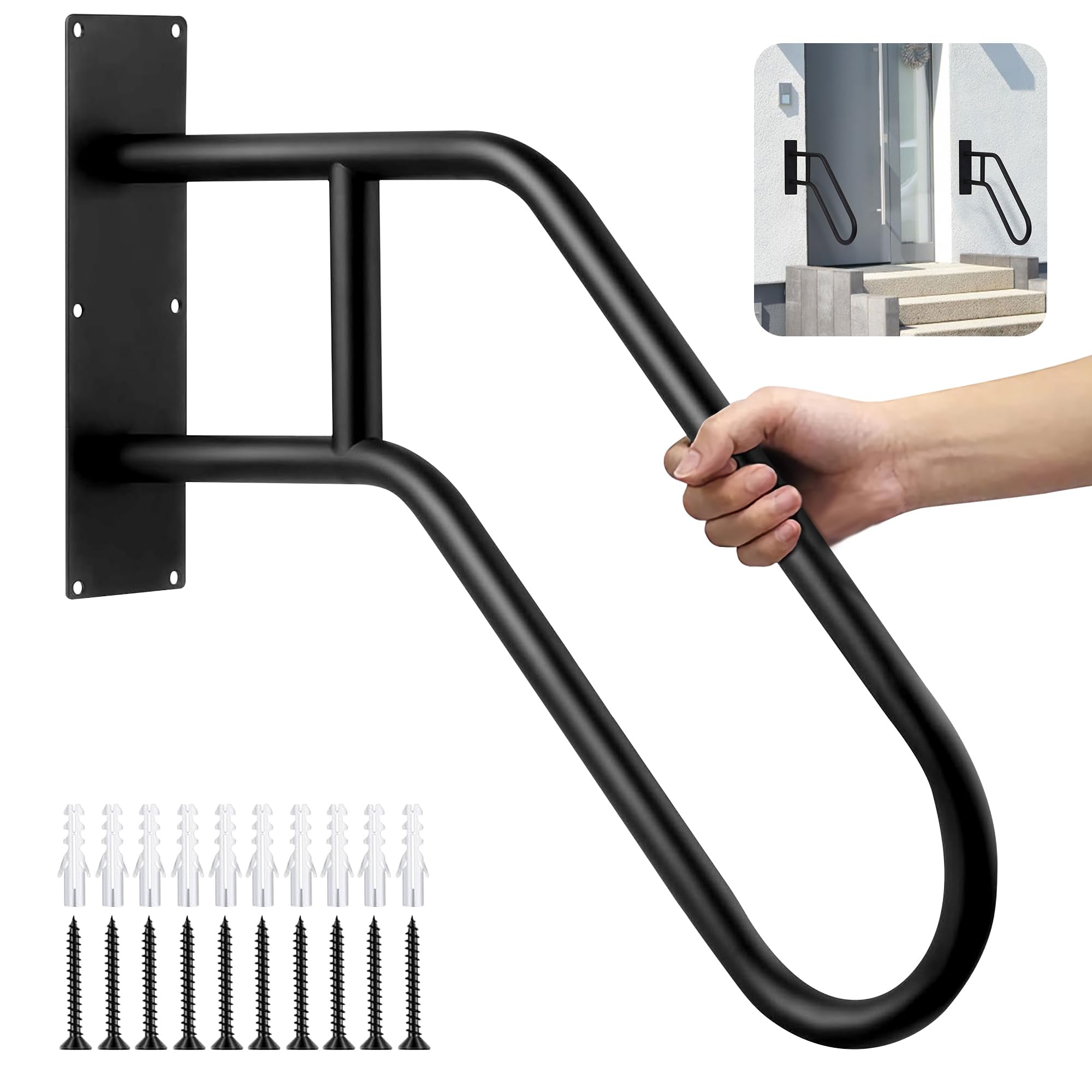 Amazon | awliye 手すり屋外 壁取り付け用手すり 1-3ステップ 58cm