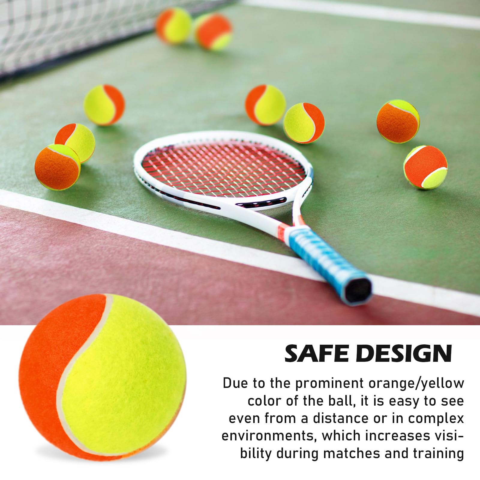 BORDEAG Lot de 15 balles de tennis pour enfants, étape 3 durable, débutants, cours de tennis, machines à balle, petits terrains