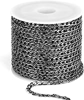 Vista 10 de [33 pies] Cadena Figaro de acero inoxidable, 0.138 in de ancho 304 cadenas de eslabones de acero inoxidable rollo a granel para fabricación de joyas