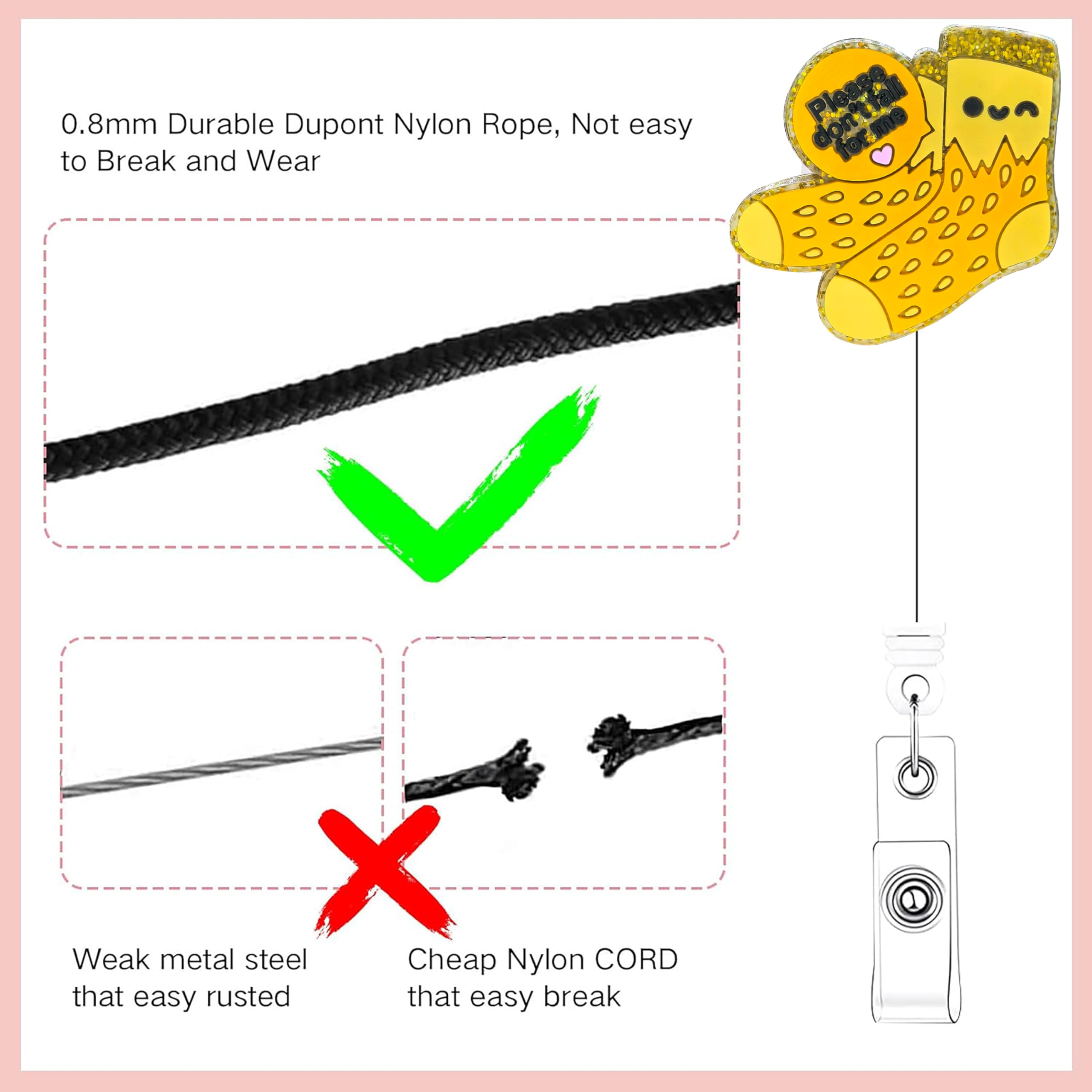 6-Pack Nurse Badge Reels - Bling Glitter Retractable ID Holders For Medical Staff